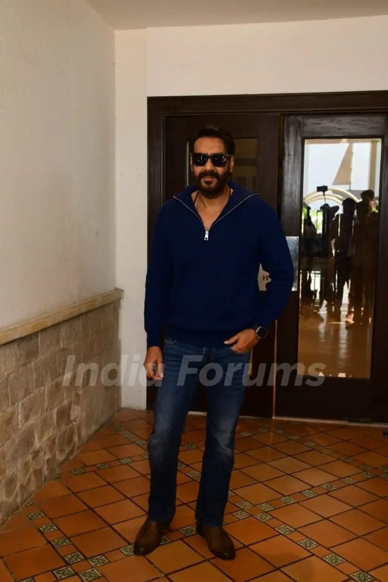 Ajay Devgn snapped promoting his upcoming film Drishyam 2