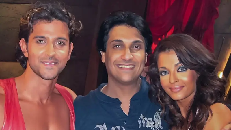 Shiamak Davar with Hrithik Roshan and Aishwarya Rai Bachchan
