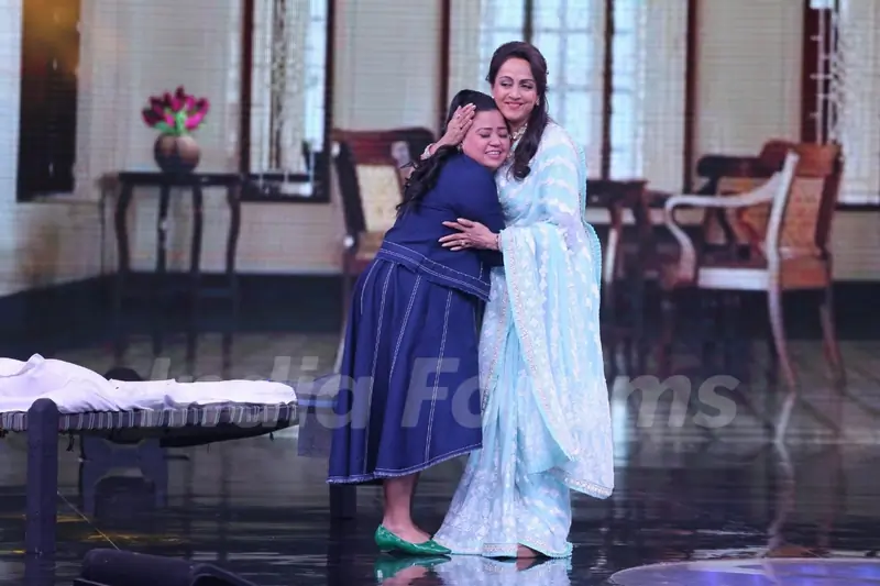 Hema Malini and Bharti Singh snapped on the set of  Sa Re Ga Ma Pa Li'l Champs