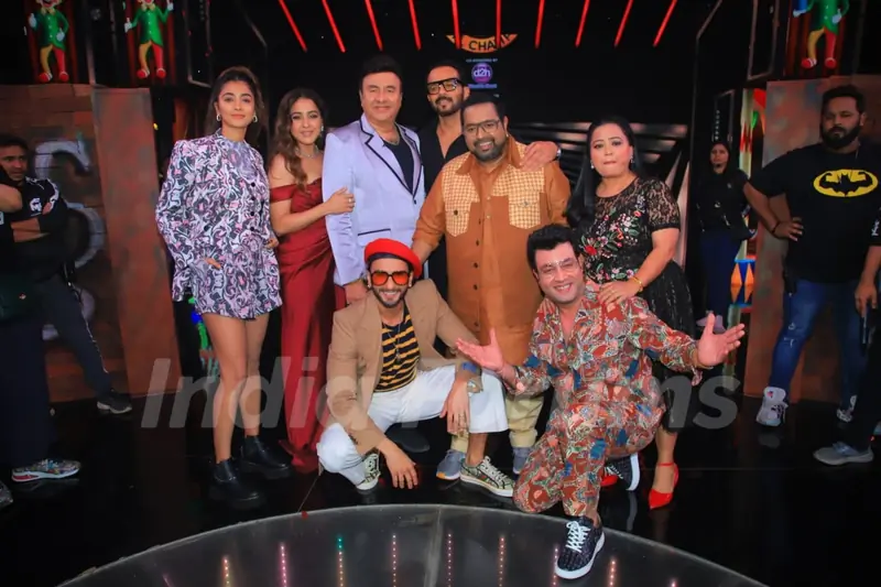 Ranveer Singh, Pooja Hegde, Varun Sharma, Rohit Shetty, Shankar Mahadevan, Neeti Mohan, Bharti Singh, Anu Malik spotted on the set of Sa Re Ga Ma Li'l champs