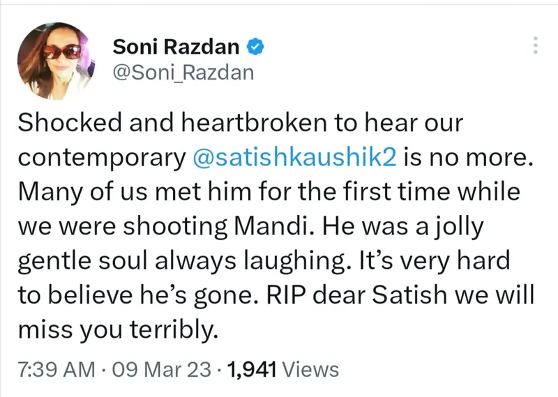 Soni Razdan's tweet