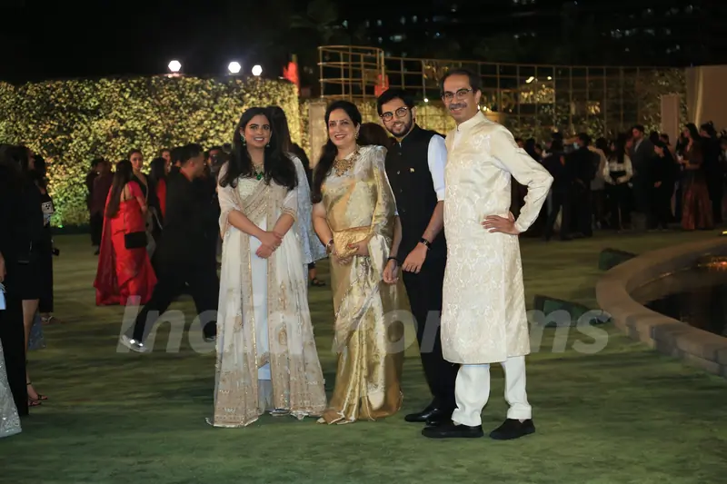 Uddhav Thackeray, Rashmi Thackeray, Aaditya Thackeray attend the opening of the Nita Mukesh Ambani Cultural Centre