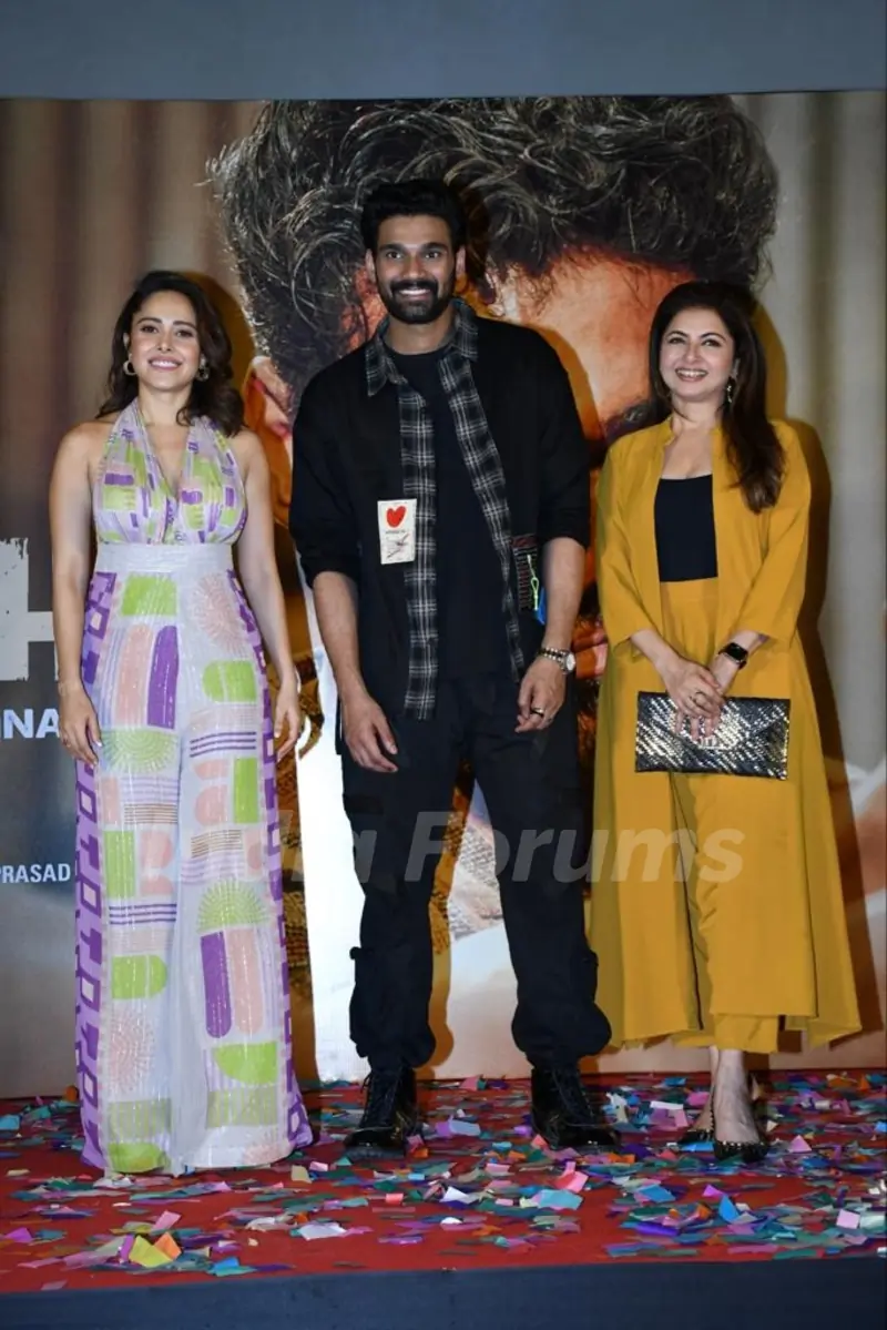Nushrratt Bharuccha, Bellamkonda Sreenivas, Bhagyashree snapped at the trailer launch of Chatrapathi