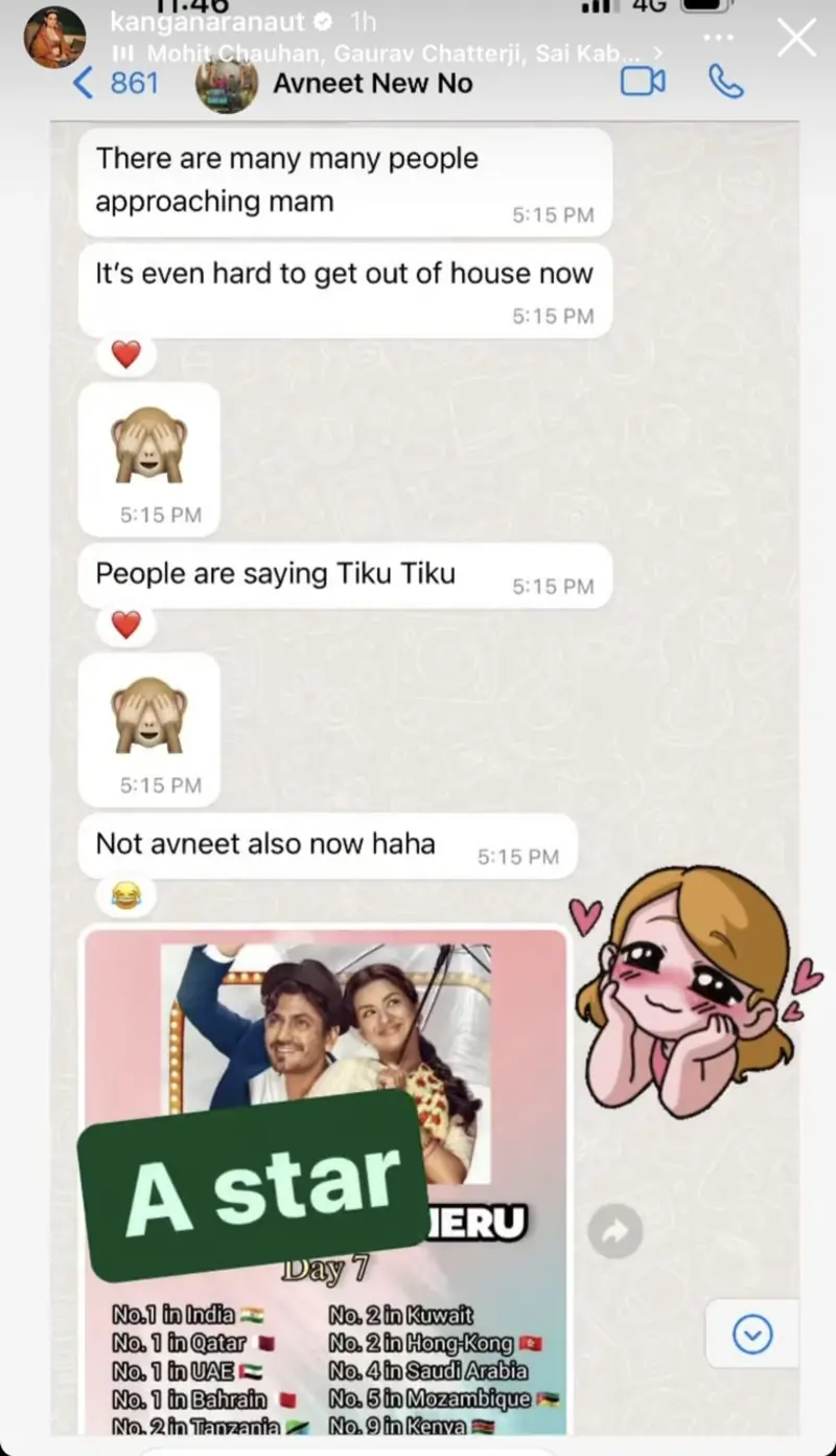 Kangana Ranaut's Instagram story