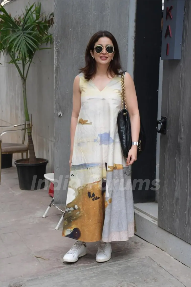 Neha Pendse  snapped outside the cafe in Khar
