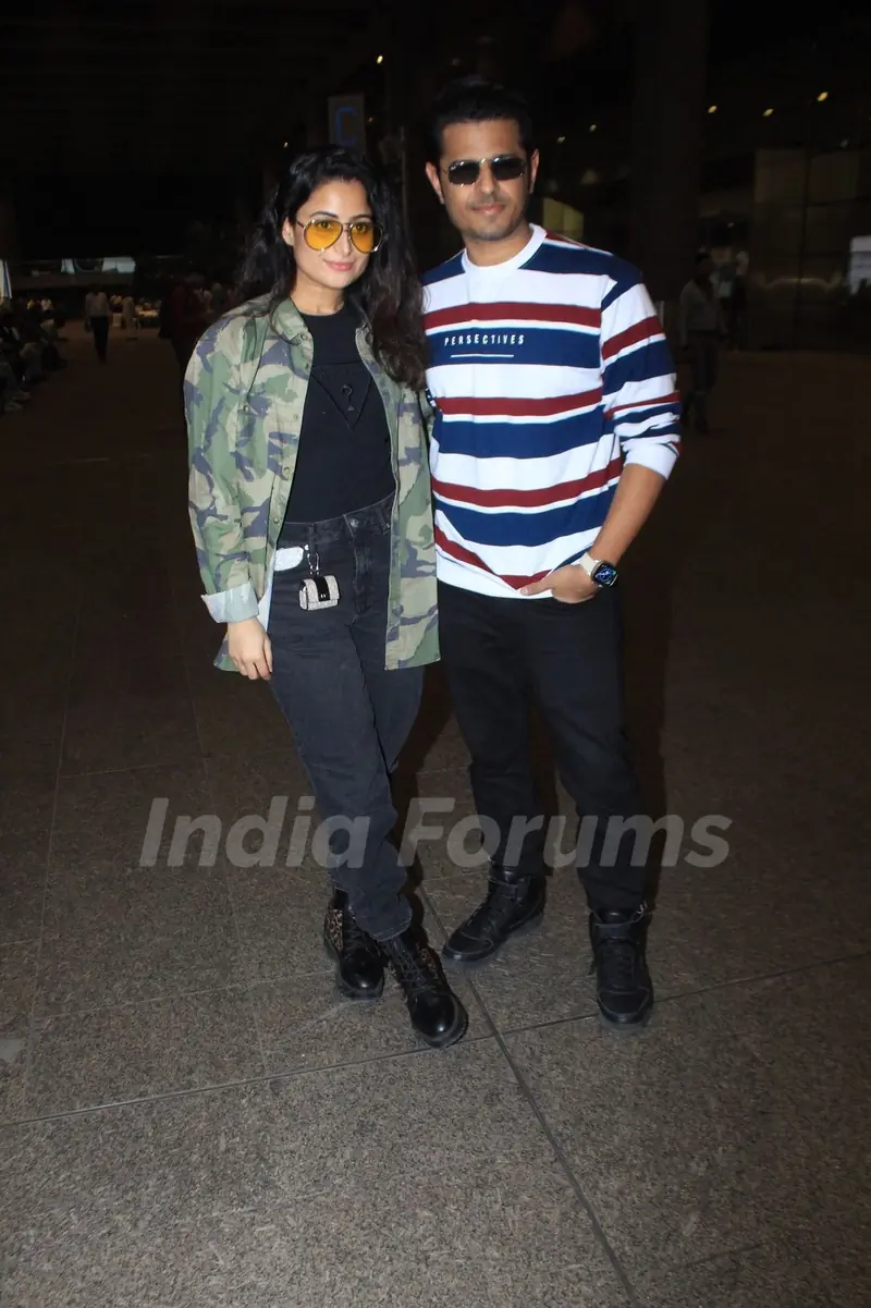 Neil Bhatt and Aishwarya Sharma snapped at the airport