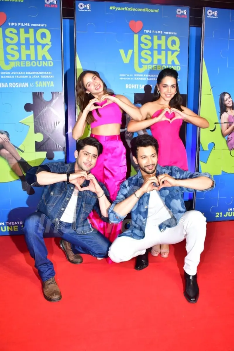 Rohit Saraf, Pashmina Roshan, Jibraan Khan and Naila Grrewal snapped at the trailer launch of Ishq Vishk Rebound