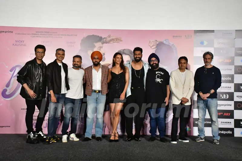Anand Tiwari, Vicky Kaushal, Triptii Dimri and Ammy Virk attend the trailer launch of their upcoming movie Bad Newz
