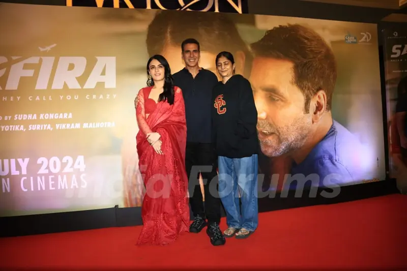 Akshay Kumar and Radhika Madan grace the premiere of Sarfira at PVR, Pune