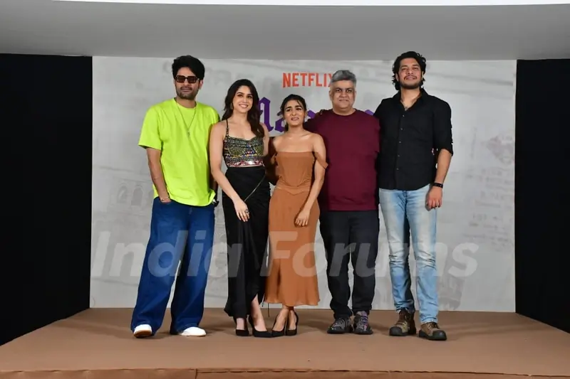 Junaid Khan, Jaideep Ahlawat, Sharvari Wagh and Shalini Pandey attend the Maharaj press conferance