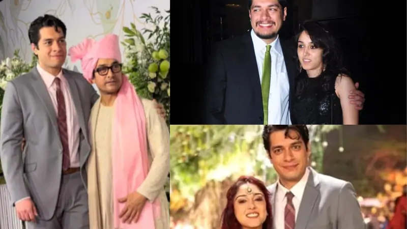 Junaid Khan and Ira khan with father Aamir Khan