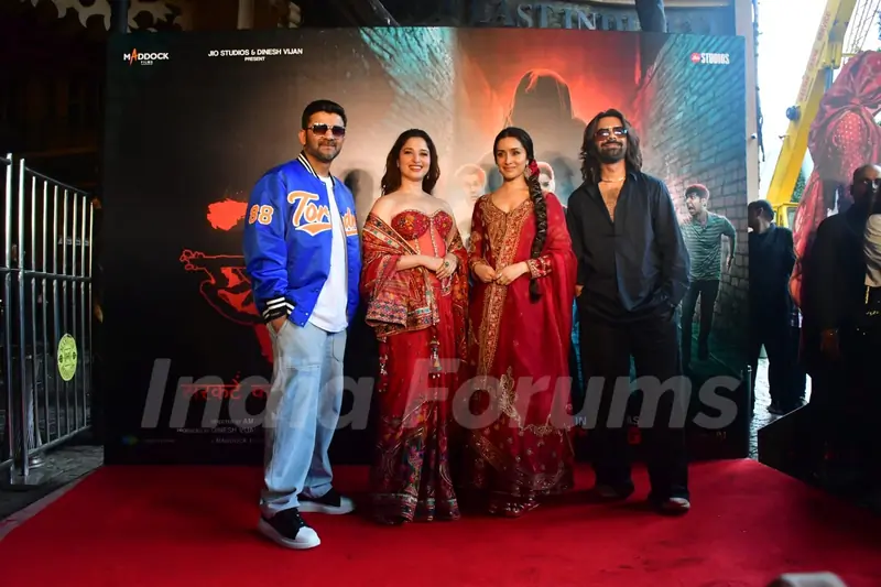 Tamannaah Bhatia, Shraddha Kapoor, Sachin Sanghvi and Jigar Saraiya snapped at the song launch of 'Aaj Ki Raat' from Stree 2