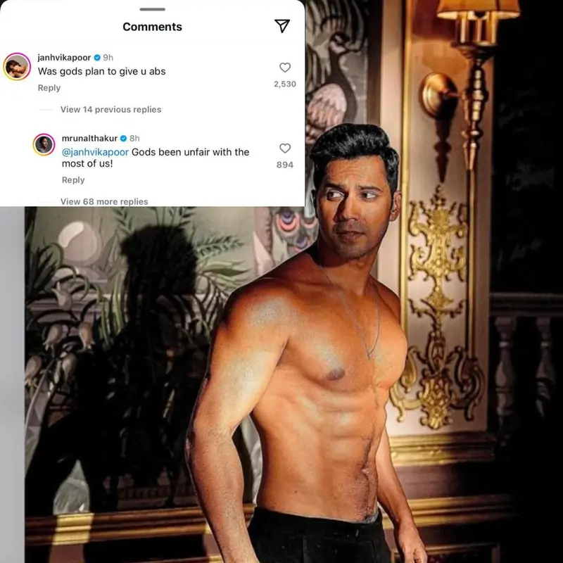 Sarcastic banter between Janhvi and Mrunal on Varun Dhawan's recent Instagram post
