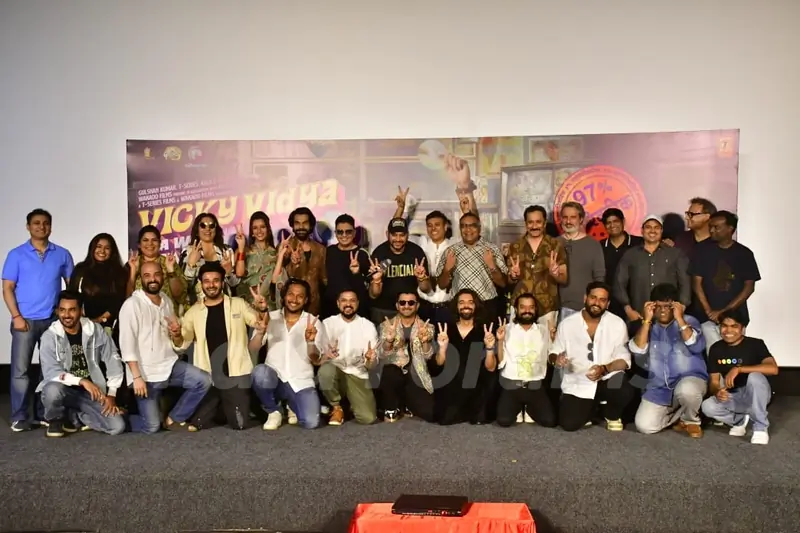 Archana Puran Singh, Mukesh Tiwari, Bhushan Kumar, Rajkummar Rao, Raaj Shaandilyaa, Sachin Sanghvi, Jigar Saraiya and Triptii Dimri snapped at the trailer launch of Vicky Vidya Ka Woh Wala Video