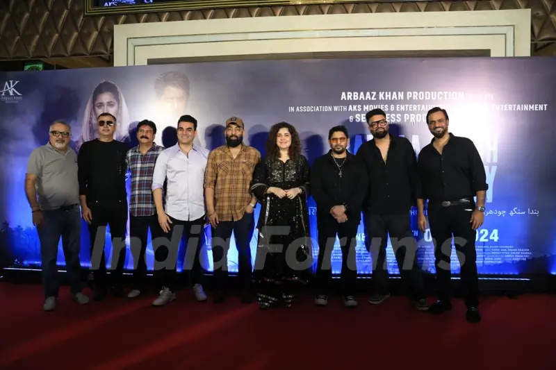 Arshad Warsi, Arbaaz Khan and Meher Vij snapped at the trailer Launch of 'Banda Singh Chaudhary'