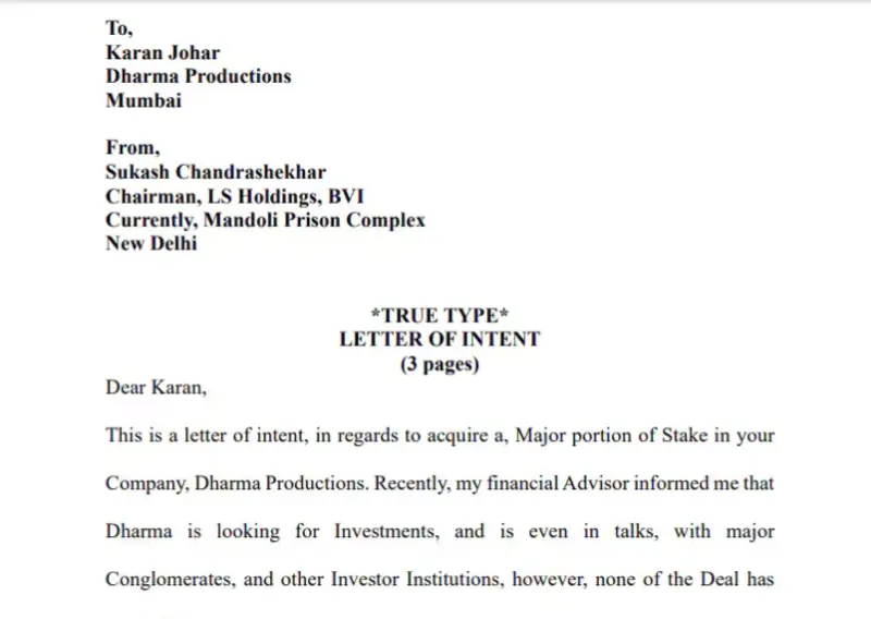 Conman Sukesh Chandrashekar Expresses Interest in Purchasing Stake in Dharma Productions