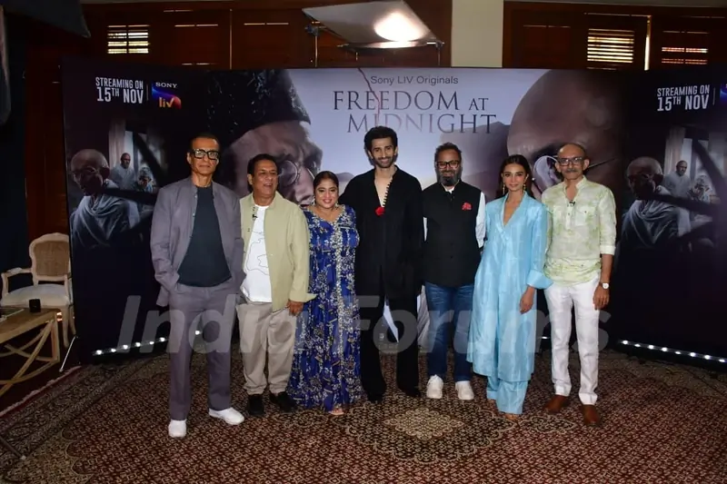 Nikkhil Advani, Rajendra Chawla, Arif Zakaria, Ira Dubey, Chirag Vora and Sidhant Gupta snapped promoting their upcoming series 'Freedom at Midnight'