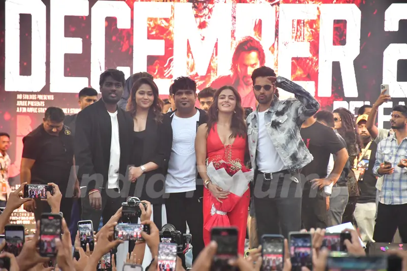 Varun Dhawan, Atlee Kumar and Wamiqa Gabbi grace the trailer launch of Baby John