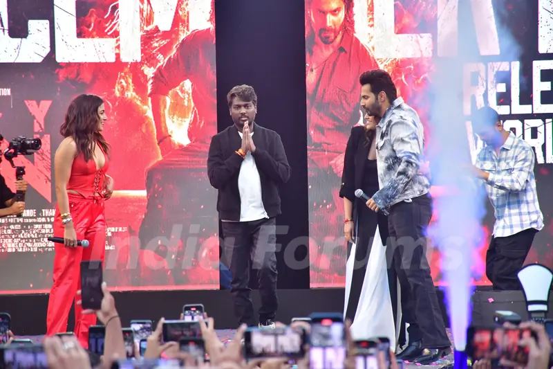 Varun Dhawan, Atlee Kumar and Wamiqa Gabbi grace the trailer launch of Baby John