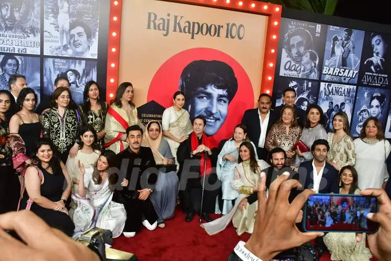 Babita Kapoor, Saif Ali Khan, Kareena Kapoor, Ranbir Kapoor, Neetu Kapoor, Randhir Kapoor, Riddhima Kapoor Sahni, Alia Bhatt, Karisma Kapoor, Aadar Jain and Navya Naveli Nanda grace Raj Kapoor’s 100th Anniversary