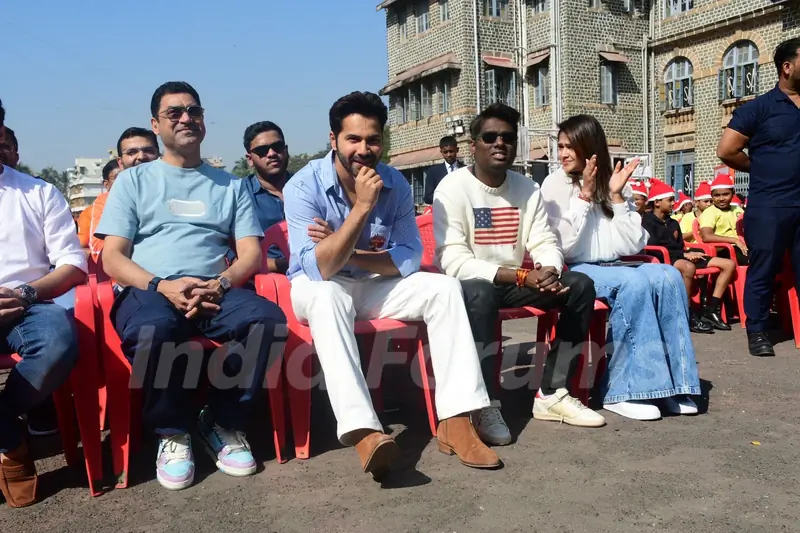 Varun Dhawan and Atlee Kumar snapped promoting Baby John at St Andrew School