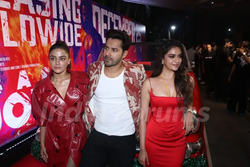 Varun Dhawan, Wamiqa Gabbi and Keerthy Suresh  snapped promoting Baby John
