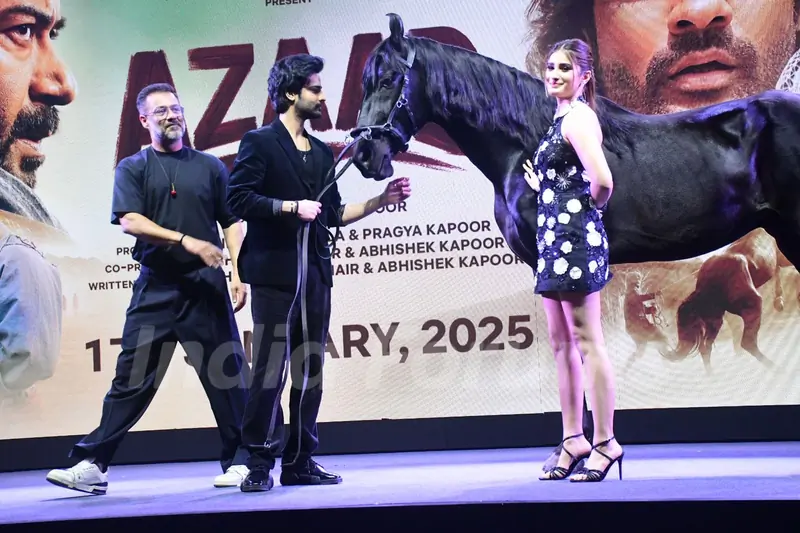 Rasha Thadani and Aman Devgan snapped at the trailer launch of 'Azaad'