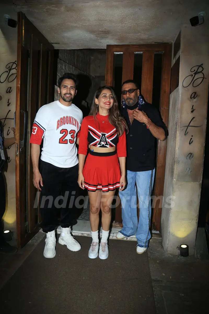 Jackie Shroff and Anusha Dandekar snapped at Anusha Dandekar’s birthday bash at Bastian