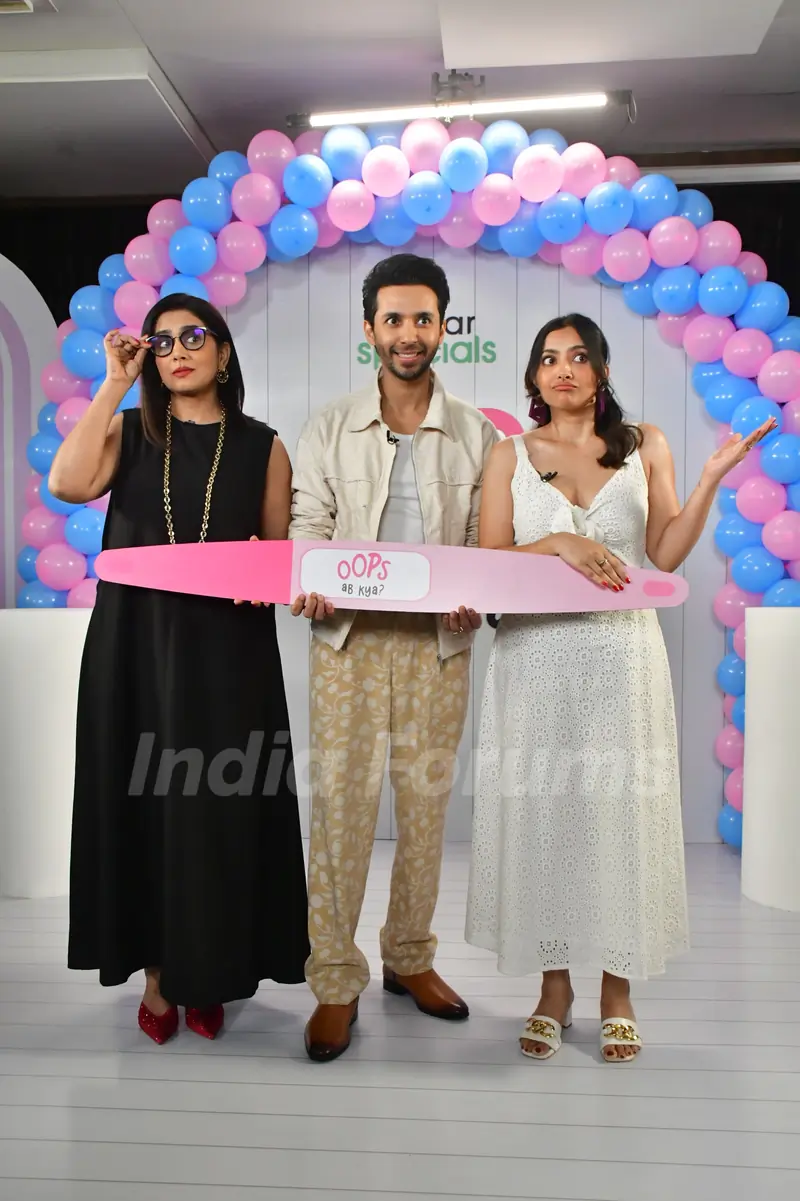 Sonali Kulkarni, Abhay Mahajan and Shweta Basu Prasad snapped promoting their upcoming series Oops Ab Kya?