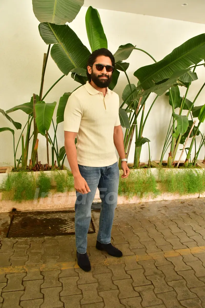 Naga Chaitanya snapped at Thandel promotions