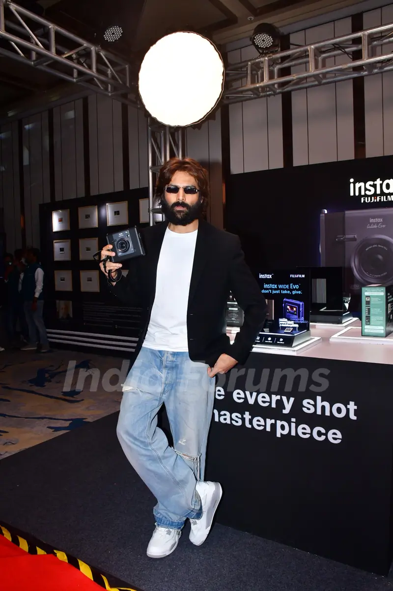 Kartik Aaryan snapped at the Fujifilm Instax new camera launch