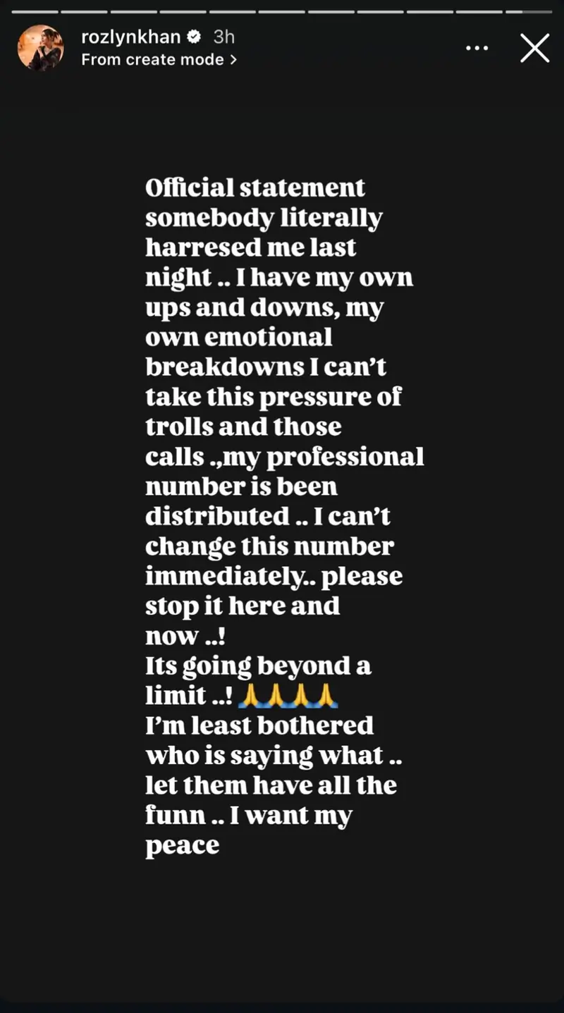 'Mujhe mentally HARASS..': Rozlyn Khan ACCUSES Hina Khan's team of PRESSURIZING her to commit SUICIDE