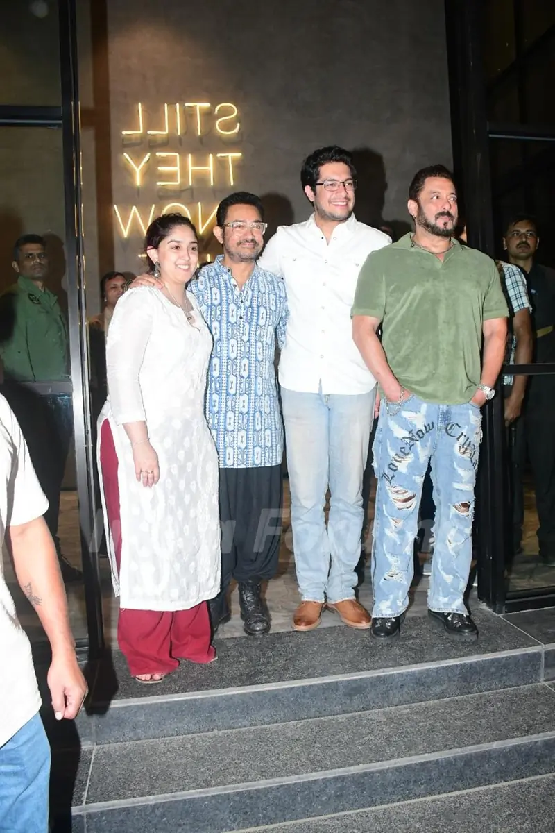 Salman Khan, Aamir Khan, Junaid Khan and Ira Khan snapped at the special screening of Loveyapa at Excel Entertainment’s office