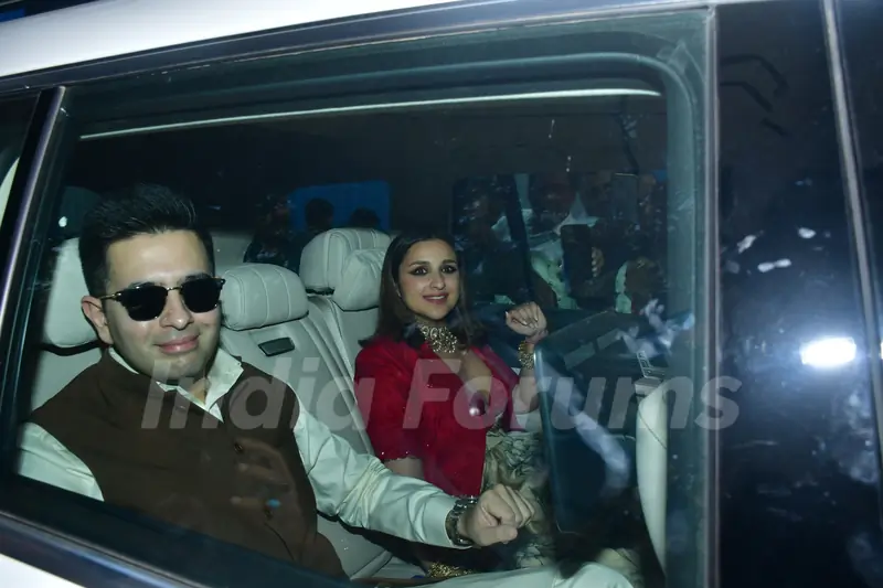 Parineeti Chopra and Raghav Chadha snapped at Siddharth Chopra and Neelam Upadhyaya's Wedding 