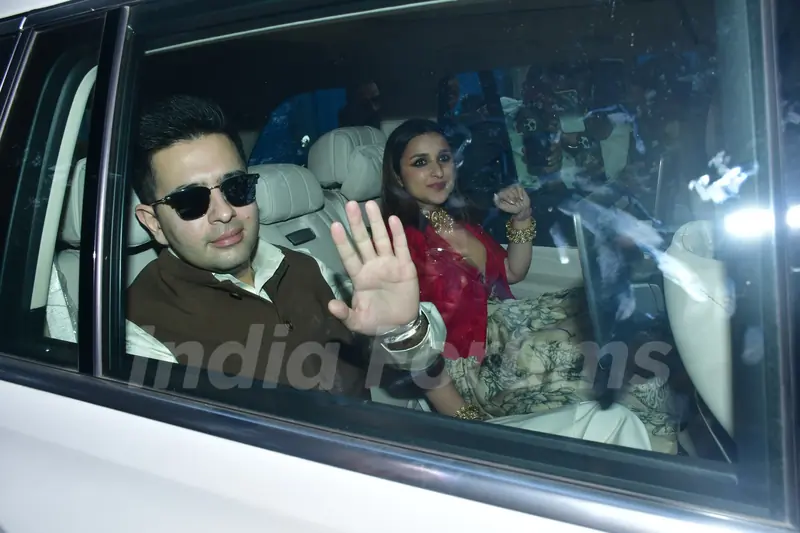 Parineeti Chopra and Raghav Chadha snapped at Siddharth Chopra and Neelam Upadhyaya's Wedding 