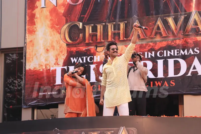 Vicky Kaushal and Rashmika Mandanna snapped promoting Chhaava at Chitra Cinemas, Dadar