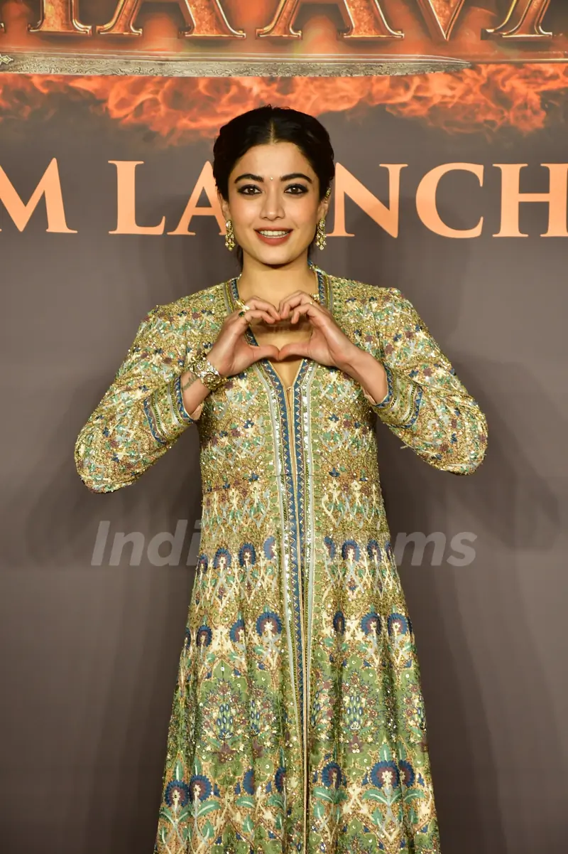 Rashmika Mandanna snapped at Chhaava Album Launch
