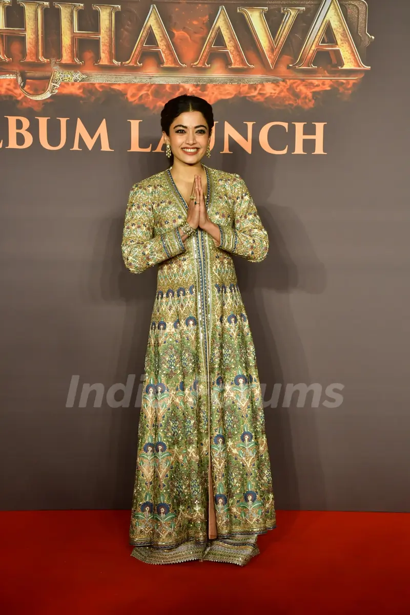 Rashmika Mandanna snapped at Chhaava Album Launch