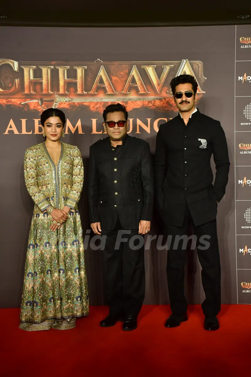 A.R. Rahman, Vicky Kaushal and Rashmika Mandanna snapped at Chhaava Album Launch