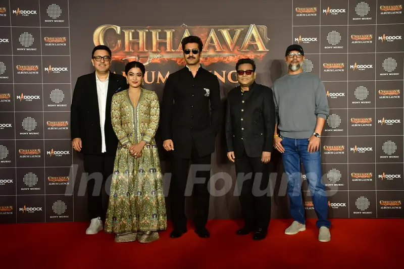A.R. Rahman, Dinesh Vijan, Laxman Utekar, Vicky Kaushal and Rashmika Mandanna snapped at Chhaava Album Launch