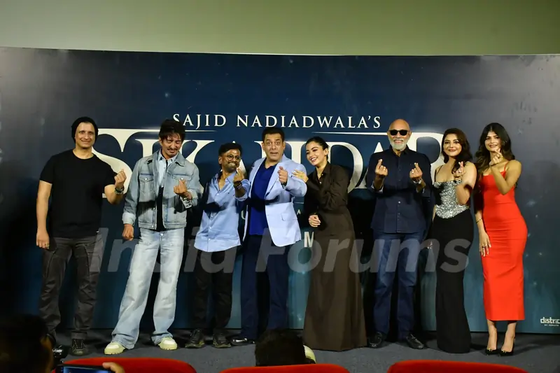 Salman Khan, Sajid Nadiadwala, Kajal Aggarwal, Sathyaraj, Rashmika Mandanna and Anjini Dhawan attend Sikandar trailer launch