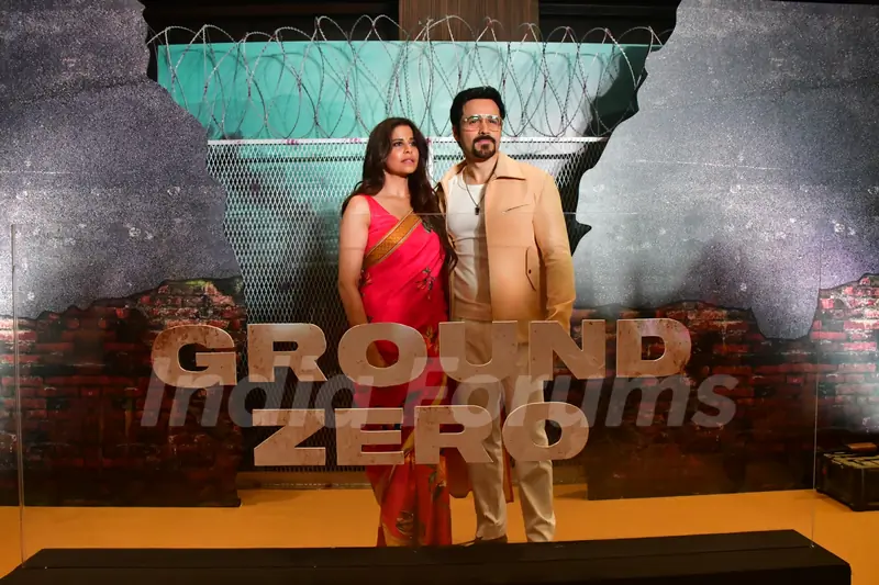Emraan Hashmi and Sai Tamhankar snapped at the trailer launch of 'Ground Zero'