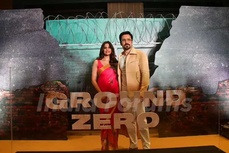 Emraan Hashmi and Sai Tamhankar snapped at the trailer launch of 'Ground Zero'