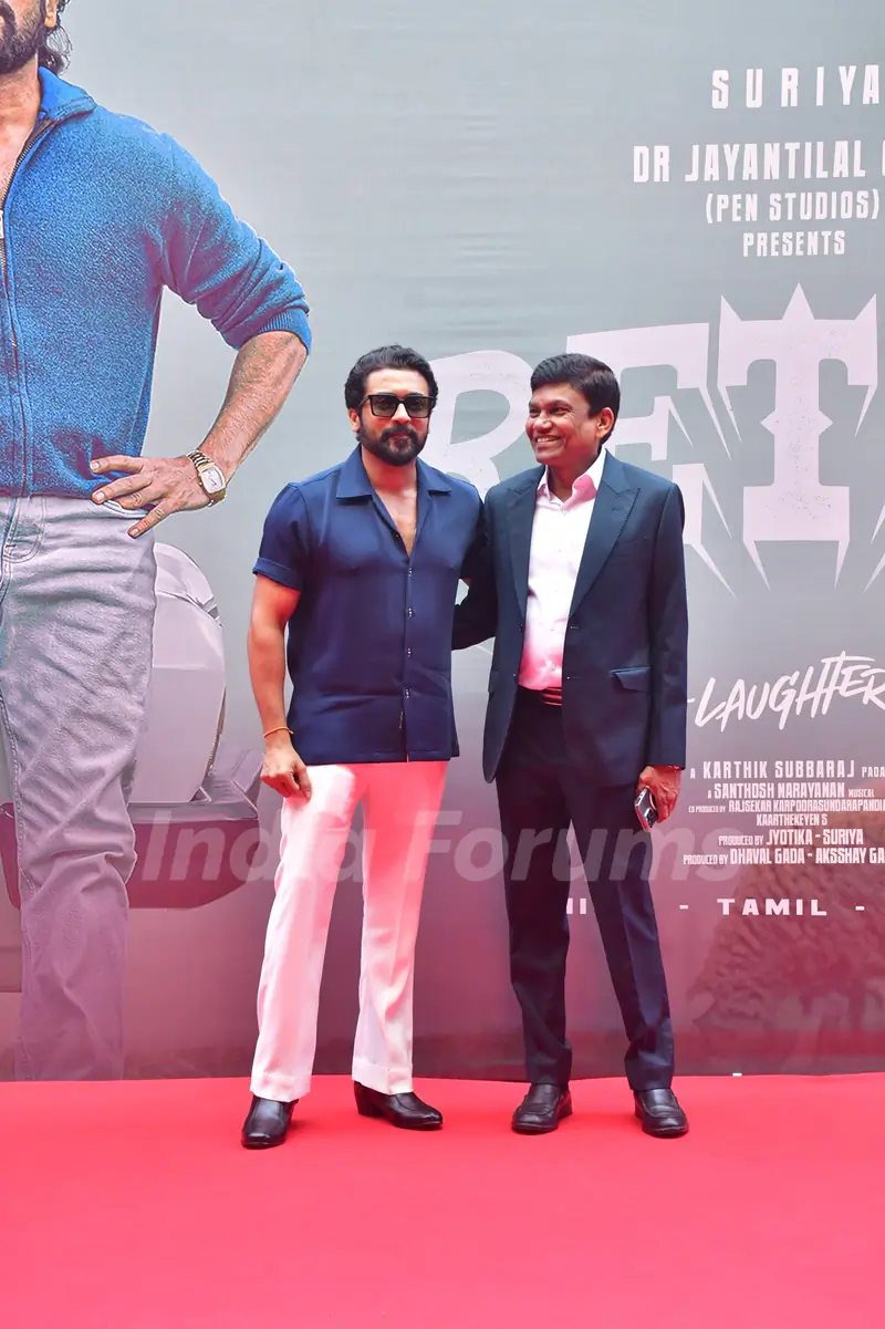 Suriya and Jayantilal Gada snapped promoting Retro