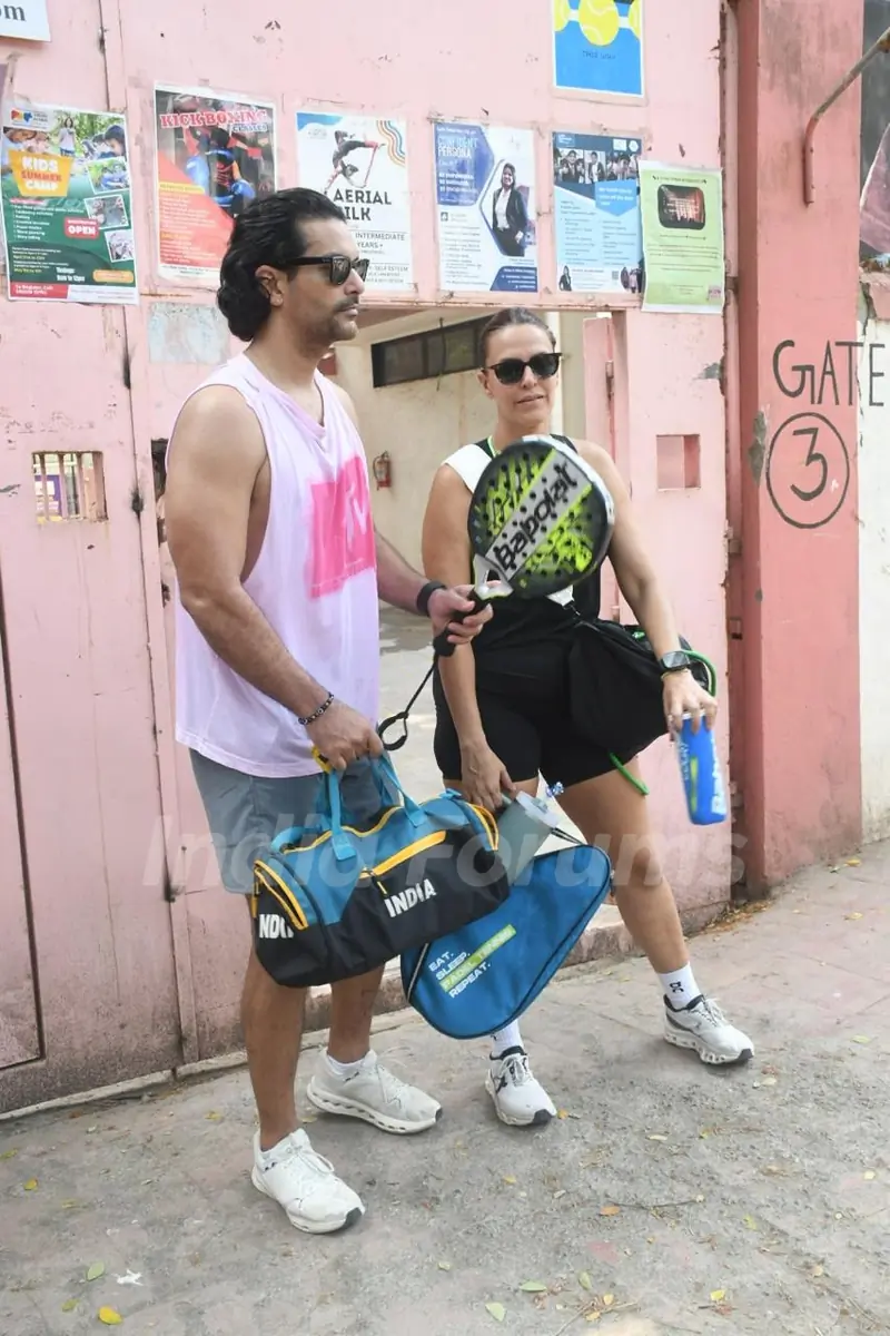 Neha Dhupia and Angad Bedi snapped in Bandra 