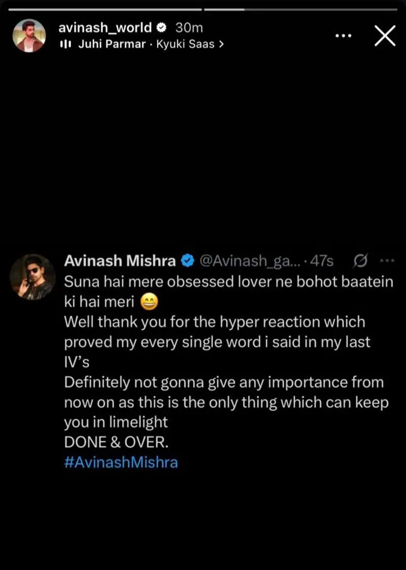 Avinash Mishra indirectly calls Rajat Dalal his ‘obsessed lover’, mocks him for using his name to gain views