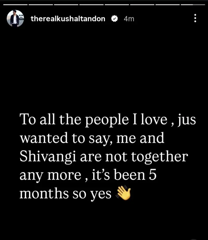 ‘No longer together’: Did Kushal Tandon CONFIRM BREAKUP with Shivangi Joshi & later delete story?