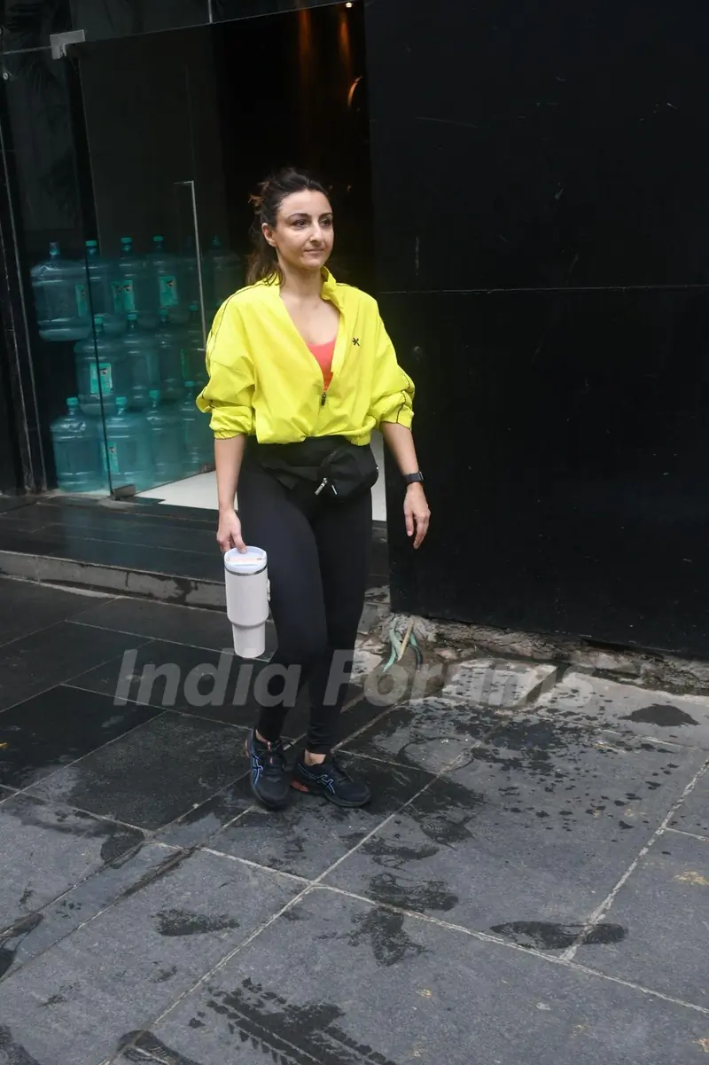 Soha Ali Khan spotted outside gym in Bandra