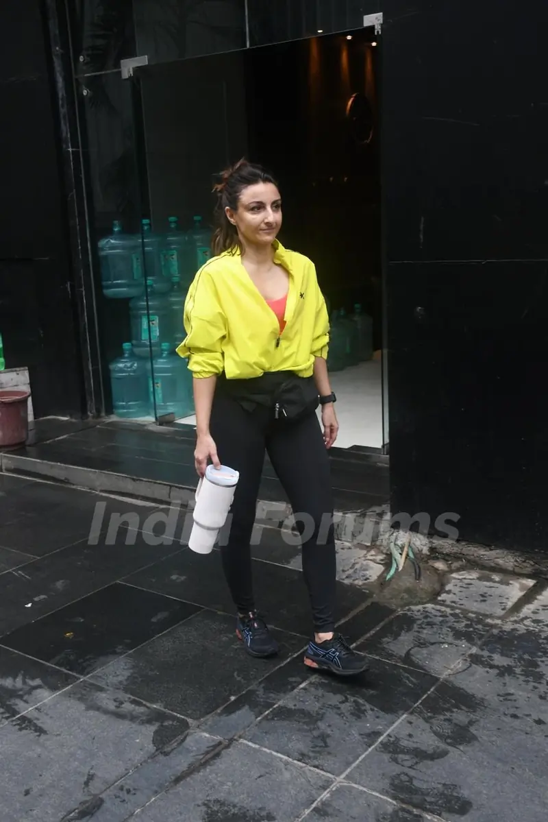 Soha Ali Khan spotted outside gym in Bandra