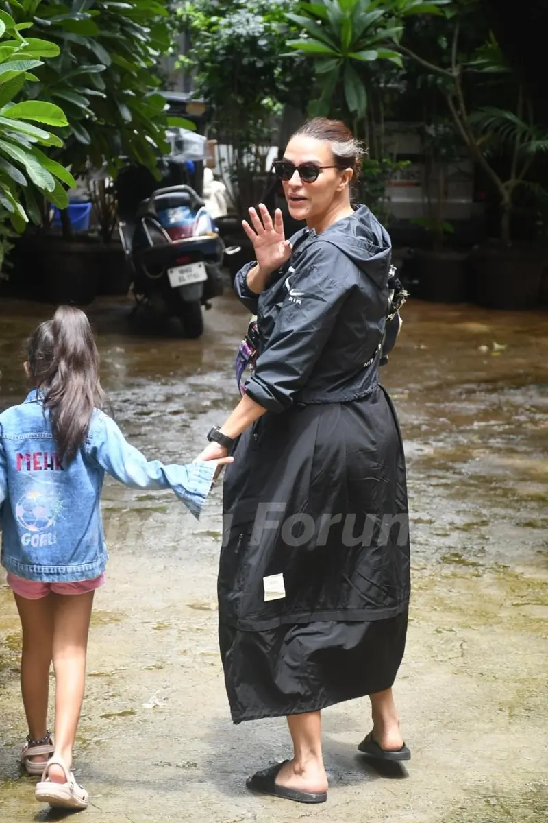 Neha Dhupia  spotted outside school in Bandra